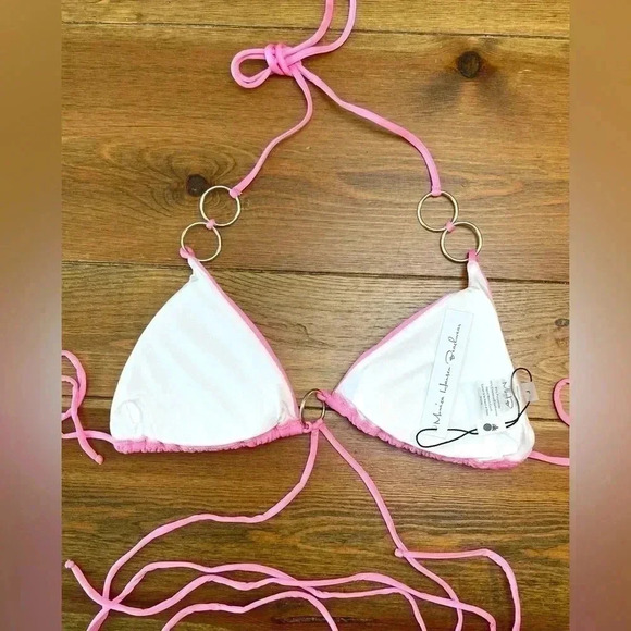 Monica Hansen Beachwear "Icon" Top with Rings - Sparkle Pink | Large - Picture 4 of 6